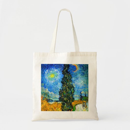 Van Gogh Road met Cypress en Star Tote Bag (Voorkant)
