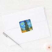 Van Gogh Road met Cypress en Star Vierkante Sticker (Envelop)