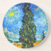 Van Gogh Road met Cypress en Star Zandsteen Onderzetter (Voorkant)