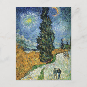 Van Gogh Road met Cypresses Briefkaart