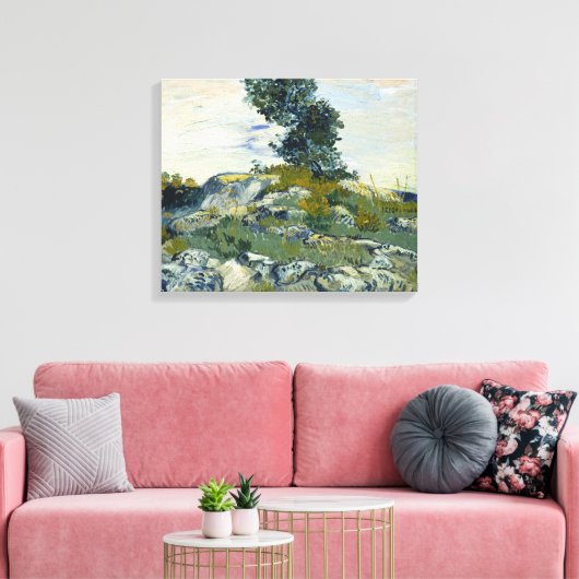  Van Gogh Rocks met eikenboom Canvas Afdruk (Insitu (Woonkamer))