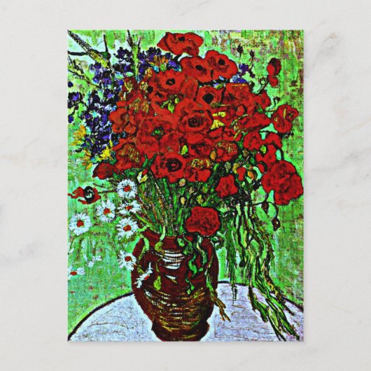 Van Gogh - Rode klaprozen en madeliefjes Briefkaart (Voorkant)