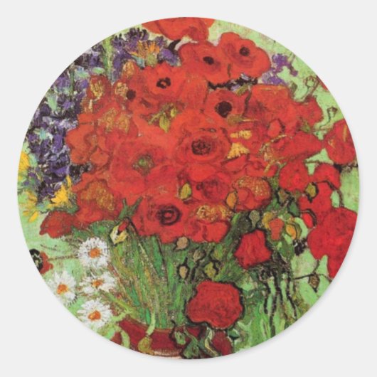 Van Gogh Rode klaprozen en madeliefjes Stickers (Voorkant)