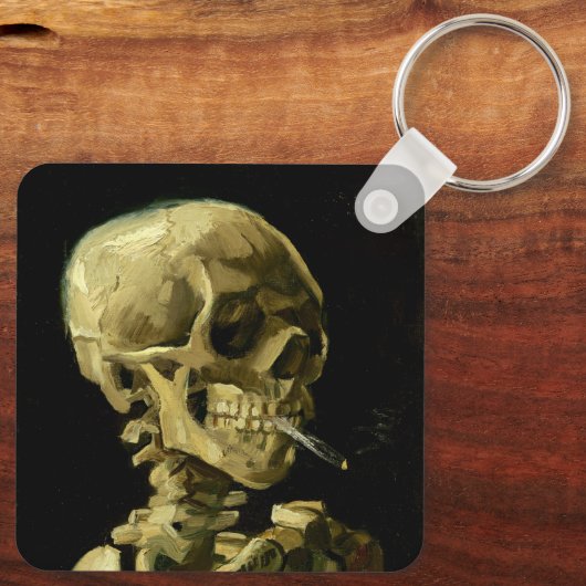 Van Gogh Roken Skelet Sleutelhanger (Achterkant)