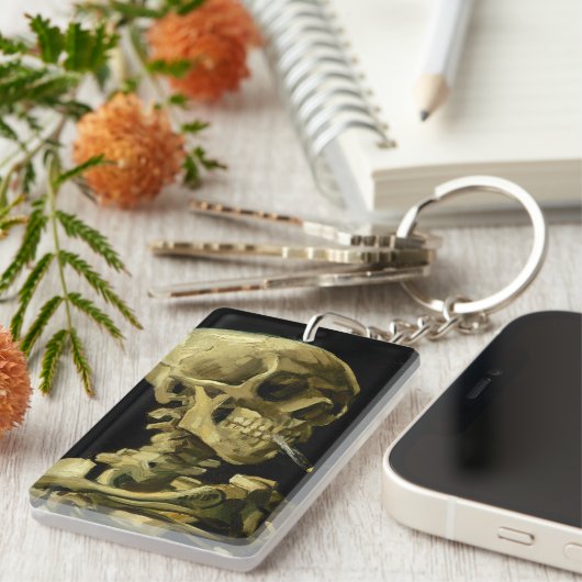 Van Gogh Roken Skelet Sleutelhanger (Voorkant Rechts)