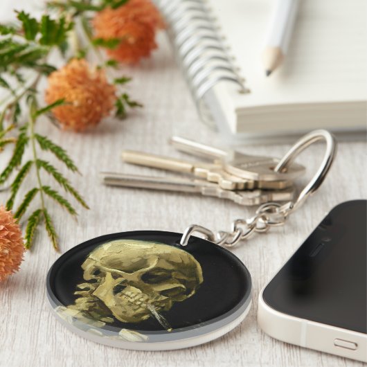 Van Gogh Roken Skelet Sleutelhanger (Voorkant Rechts)