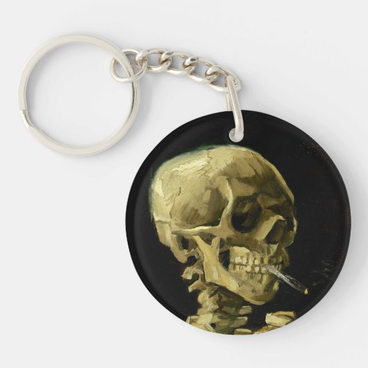 Van Gogh Roken Skelet Sleutelhanger (Voorkant)
