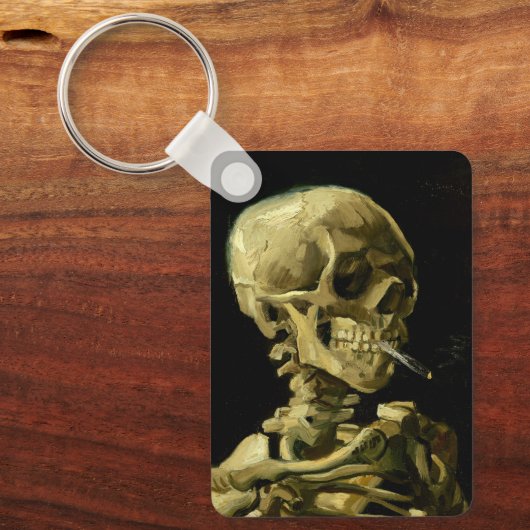 Van Gogh Roken Skelet Sleutelhanger (Voorkant)