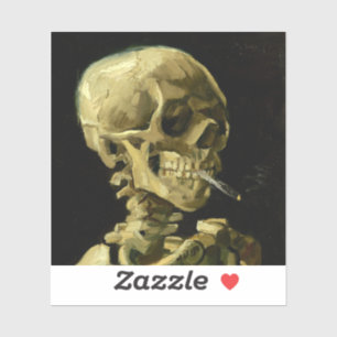 Van Gogh Roken Skelet Sticker