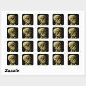Van Gogh Roken Skelet Vierkante Sticker (Vel)