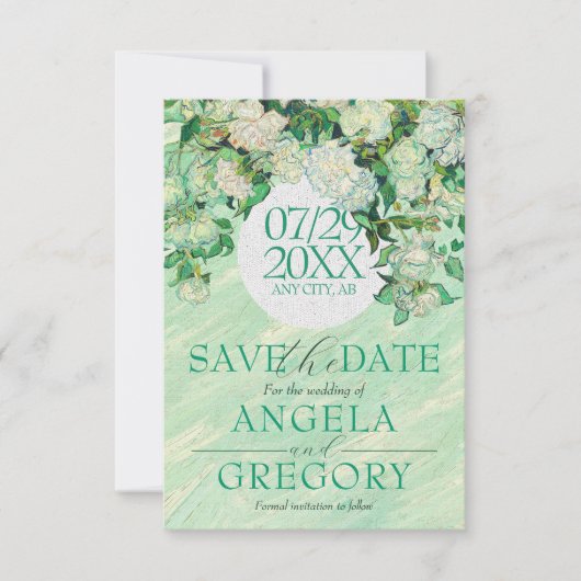 Van Gogh Roses Save The Wedding Date Invitation Kaart (Voorkant)