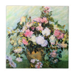 Van Gogh Roses Tile Tegeltje<br><div class="desc">Van Gogh roze rozen. Olieverf op canvas vanaf 1890. Vincent Van Gogh schilderde een aantal prachtige roos schilderijen, die de voorkeur gaven aan bleke roze bloesems boven alle andere. Roze rozen Stilleven is een bloemschilderij met lichtroze rozen in een vaas. Roze rozen zijn een van de meest visueel charmante schilderijen...</div>