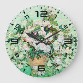 Van Gogh Roses Wall Clock – Mint Elegance Grote Klok (Voorkant)