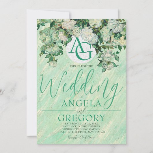 Van Gogh Roses Wedding Invitation Kaart (Voorkant)