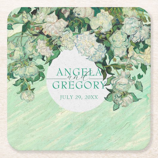Van Gogh Roses Wedding Paper Coaster Kartonnen Onderzetters (Voorkant)