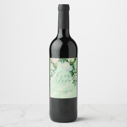 Van Gogh Roses Wedding Wine Label Wijn Etiket (Voorkant)