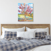 Van Gogh - Roze Perzikbomen Canvas Afdruk (Insitu (Slaapkamer))
