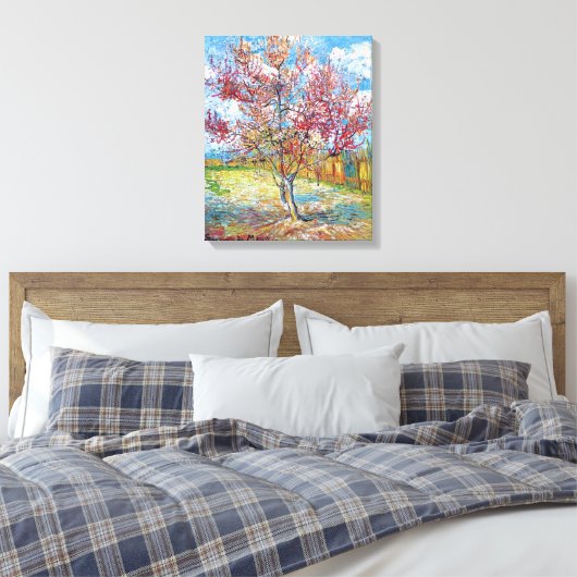 Van Gogh - Roze Perzikbomen Canvas Afdruk (Insitu (Slaapkamer))