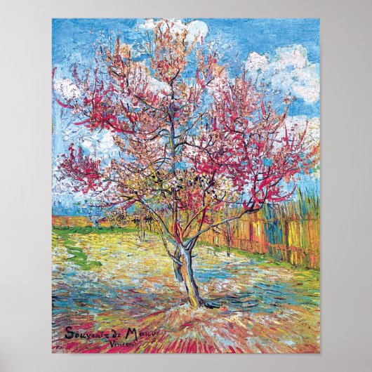 Van Gogh - Roze Perzikbomen Poster (Voorkant)