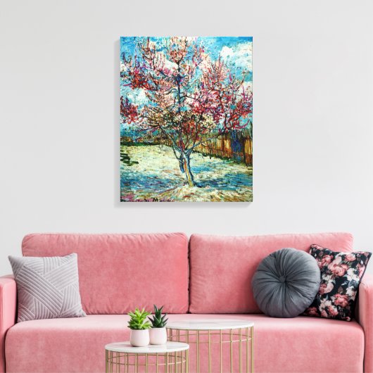 Van Gogh - Roze perzikboom Canvas Afdruk (Insitu (Woonkamer))