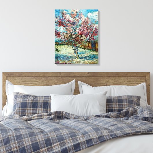 Van Gogh - Roze perzikboom Canvas Afdruk (Insitu (Slaapkamer))
