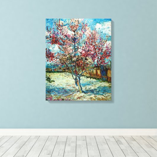 Van Gogh - Roze perzikboom Canvas Afdruk (Insitu (Houten vloer))
