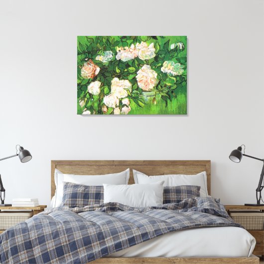 Van Gogh - Roze rozen Canvas Afdruk (Insitu (Slaapkamer))