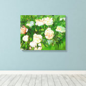 Van Gogh Roze Rozen Canvas Print (Insitu (Houten vloer))