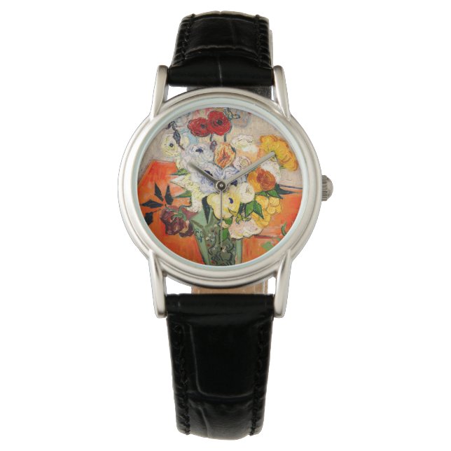 Van Gogh Rozen en Anemones Horloge (Voorkant)