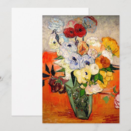 Van Gogh Rozen en Anemones Kaart (Voorkant / Achterkant)