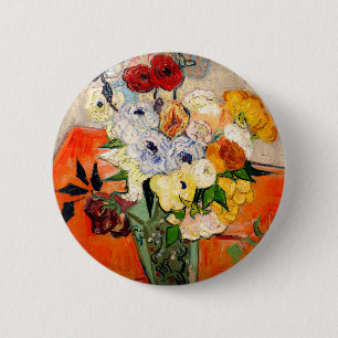 Van Gogh Rozen en Anemones Ronde Button 5,7 Cm