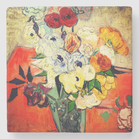 Van Gogh Rozen en Anemones Stenen Onderzetter (Voorkant)