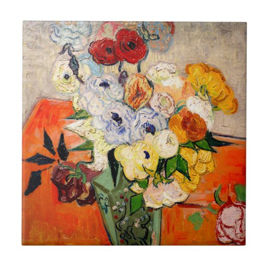 Van Gogh Rozen en Anemones Tegeltje (Voorkant)