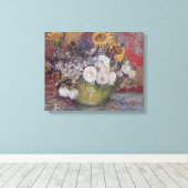 Van Gogh Rozen en zonnebloemen Canvas Afdruk (Insitu (Houten vloer))