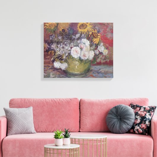 Van Gogh Rozen en zonnebloemen Canvas Afdruk (Insitu (Woonkamer))