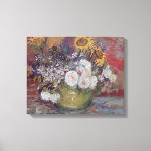  Van Gogh Rozen en zonnebloemen Canvas Afdruk