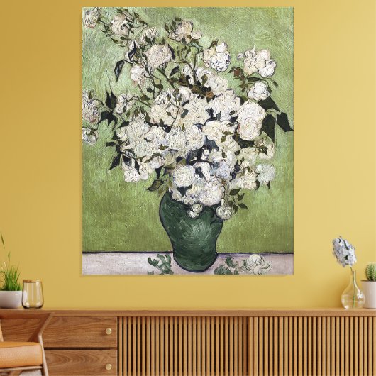  Van Gogh Rozen in een Vase Canvas Afdruk (Insitu (Woonkamer))