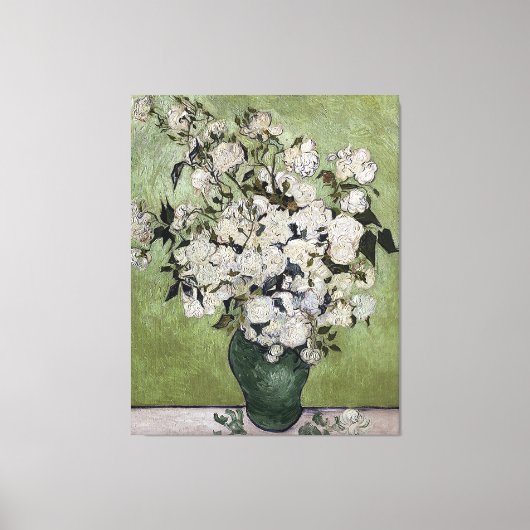 Van Gogh Rozen in een Vase Canvas Afdruk (Voorkant)