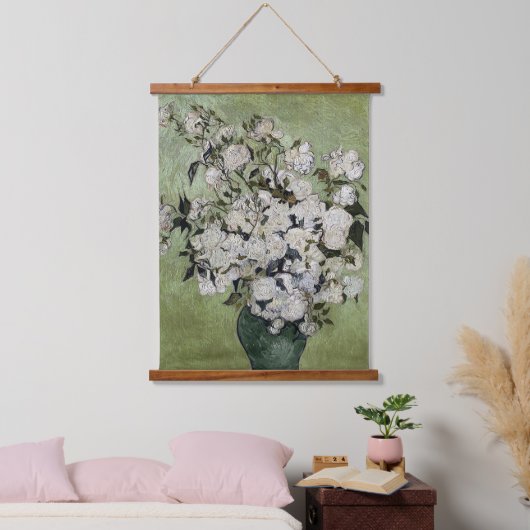 Van Gogh Rozen in een Vase Hangend Wandkleed (Slaapkamer)