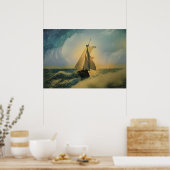 Van Gogh Sailor Boat in de Oceaan Poster (Keuken)