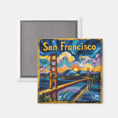 Van Gogh San Francisco Golden Gate Bridge Reizen Magneet (Voorkant / Achterkant)