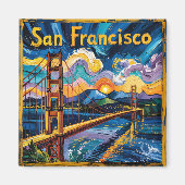 Van Gogh San Francisco Golden Gate Bridge Reizen Magneet (Voorkant)