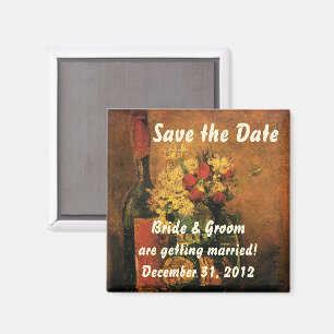 Van Gogh Save the Date met Bloemen en Wijn! Magneet