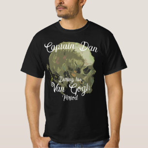 Van Gogh Schedel met Arles Achtergrond T-shirt