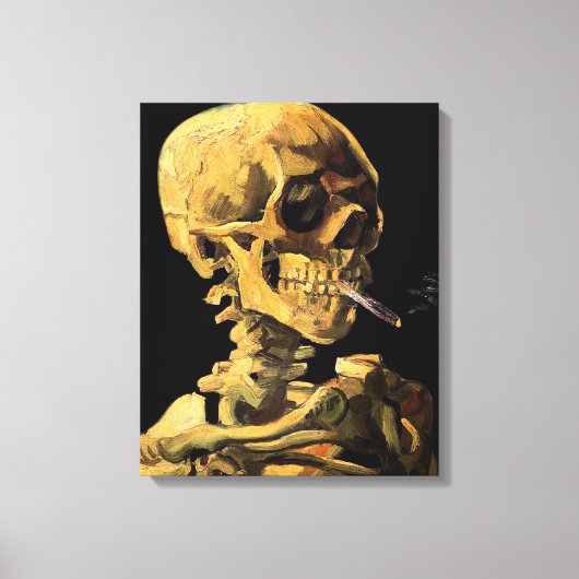 Van Gogh Schedel Met Brandende Sigaret Grote Canva Canvas Afdruk (Voorkant)