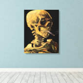 Van Gogh Schedel Met Brandende Sigaret Grote Canva Canvas Afdruk (Insitu (Houten vloer))