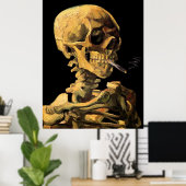 Van Gogh schedel met brandende sigaretten groot Po Poster (Thuiskantoor)