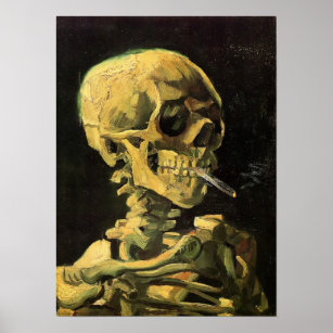 Van Gogh - schedel met brandende sigaretten Poster