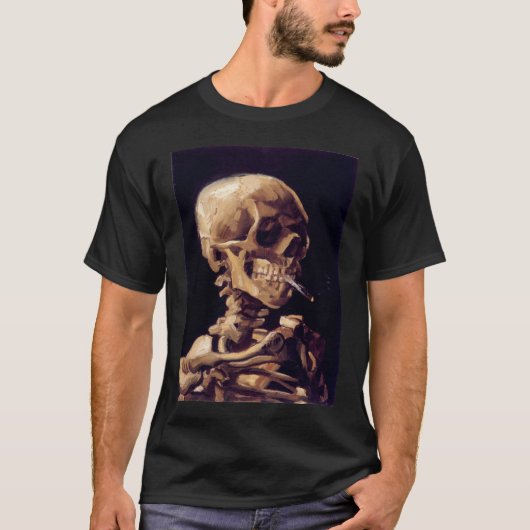 van gogh schedel met een brandende sigaret  t-shirt (Voorkant)