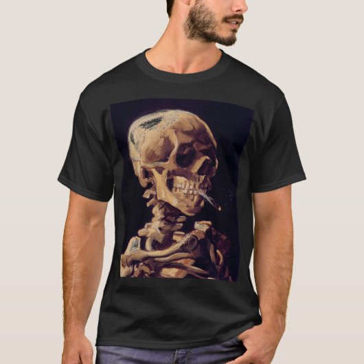 van gogh - schedel met een brandende sigaret t-shirt (Voorkant)
